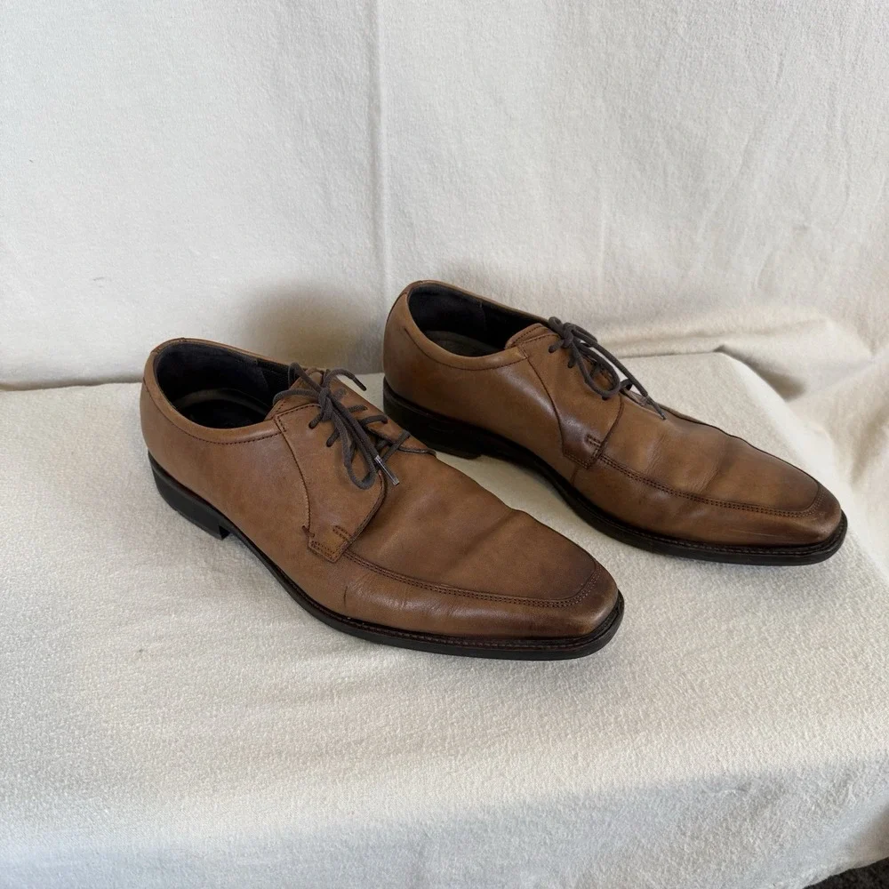 Ecco Dress Casual Walking Shoes Brown Leather Mens Size EU 45 US 11, 11.5